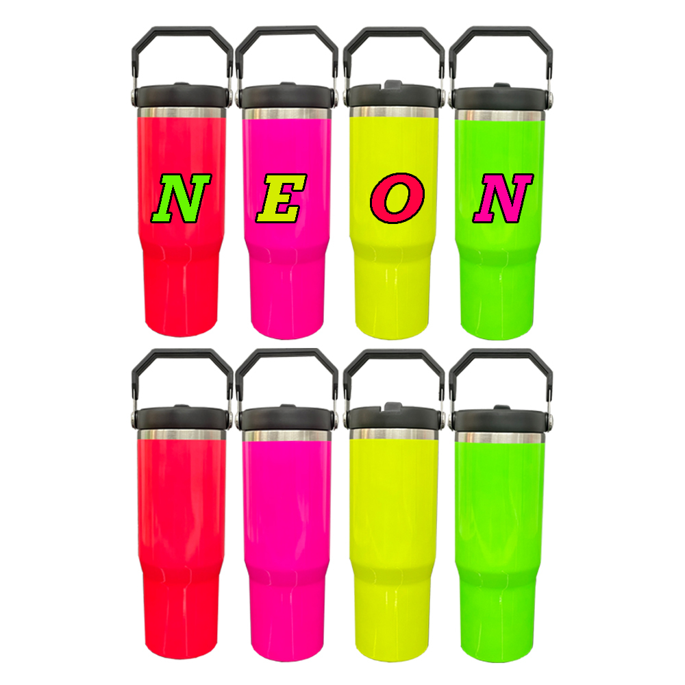 20 Pack YIPAI China Warehouse Neon Colors 30oz Fip Straw Water Bottles Blank Sublimation Kids Tumblers