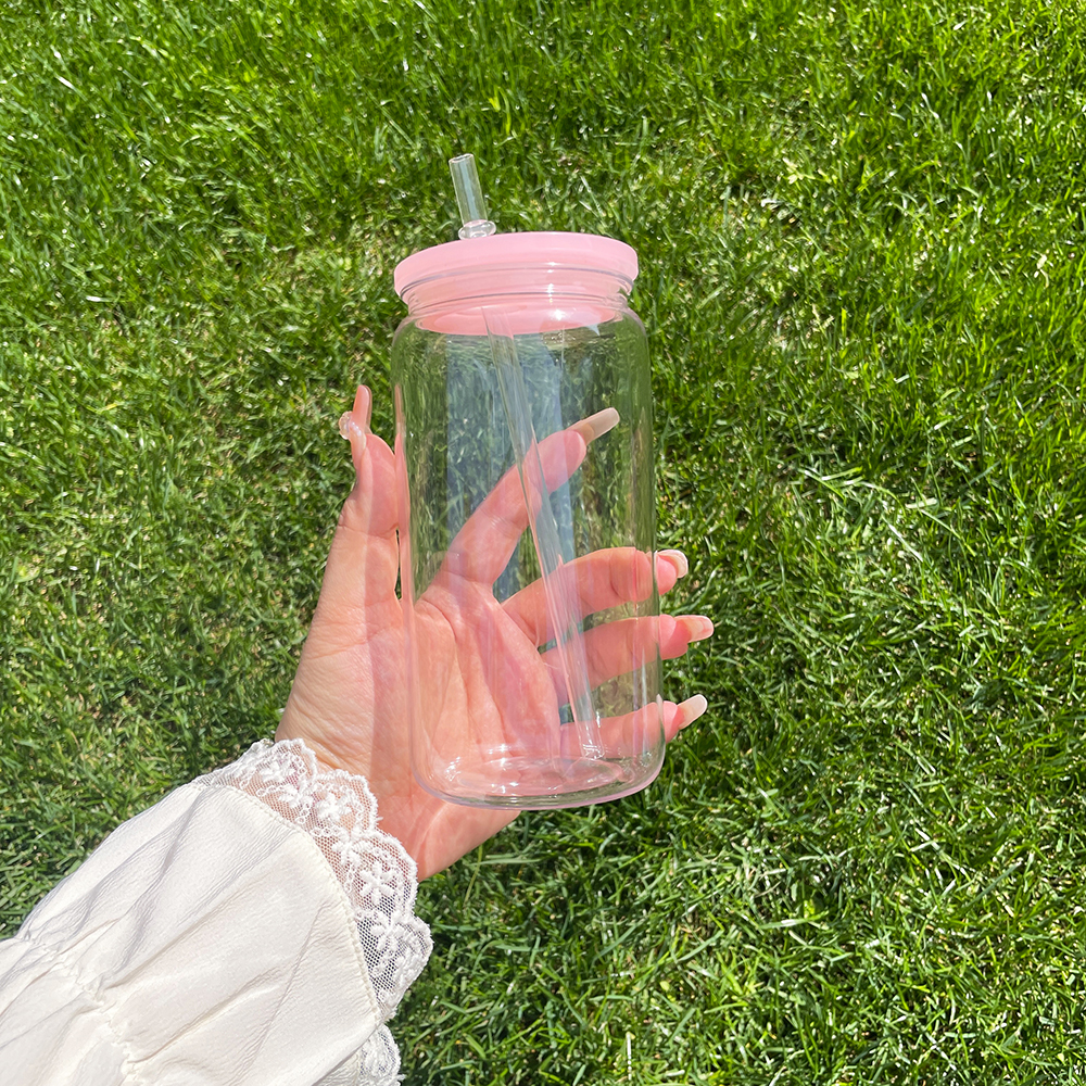50 Pack YIPAI China Warehouse Clear Plastic Cup With Colored Lid Same Shape As 16oz Glass Can