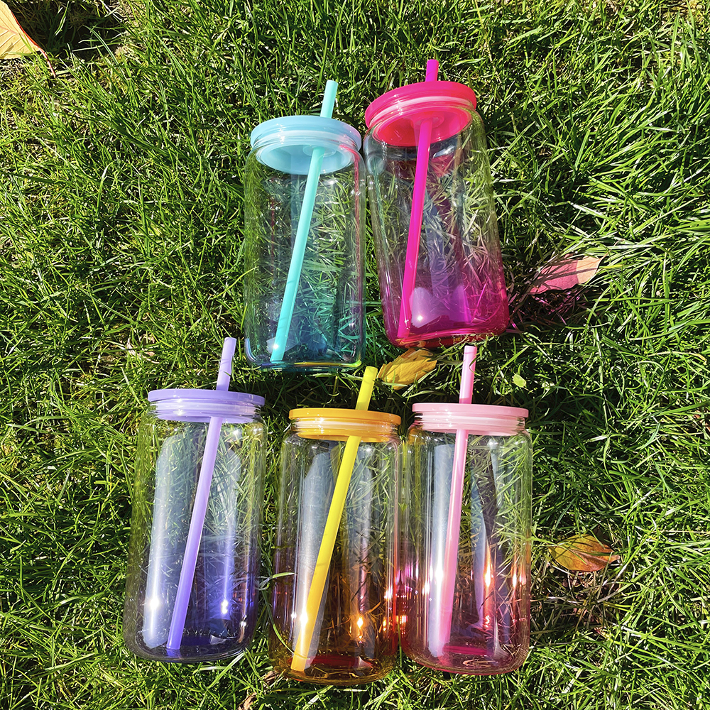 YIPAI China Warehouse 16oz Ombre Jelly Platic Can Ship Out Whthin 2 Weeks