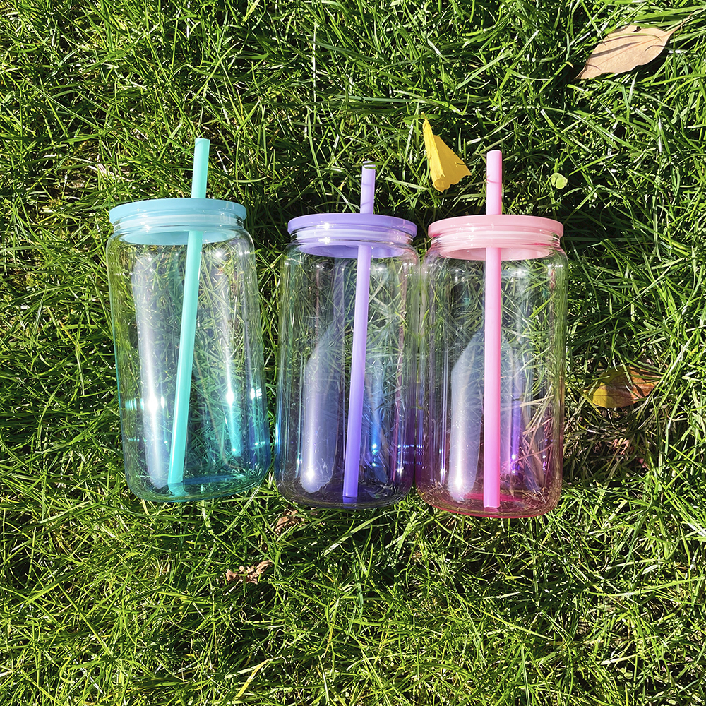 YIPAI China Warehouse 16oz Ombre Jelly Platic Can Ship Out Whthin 2 Weeks