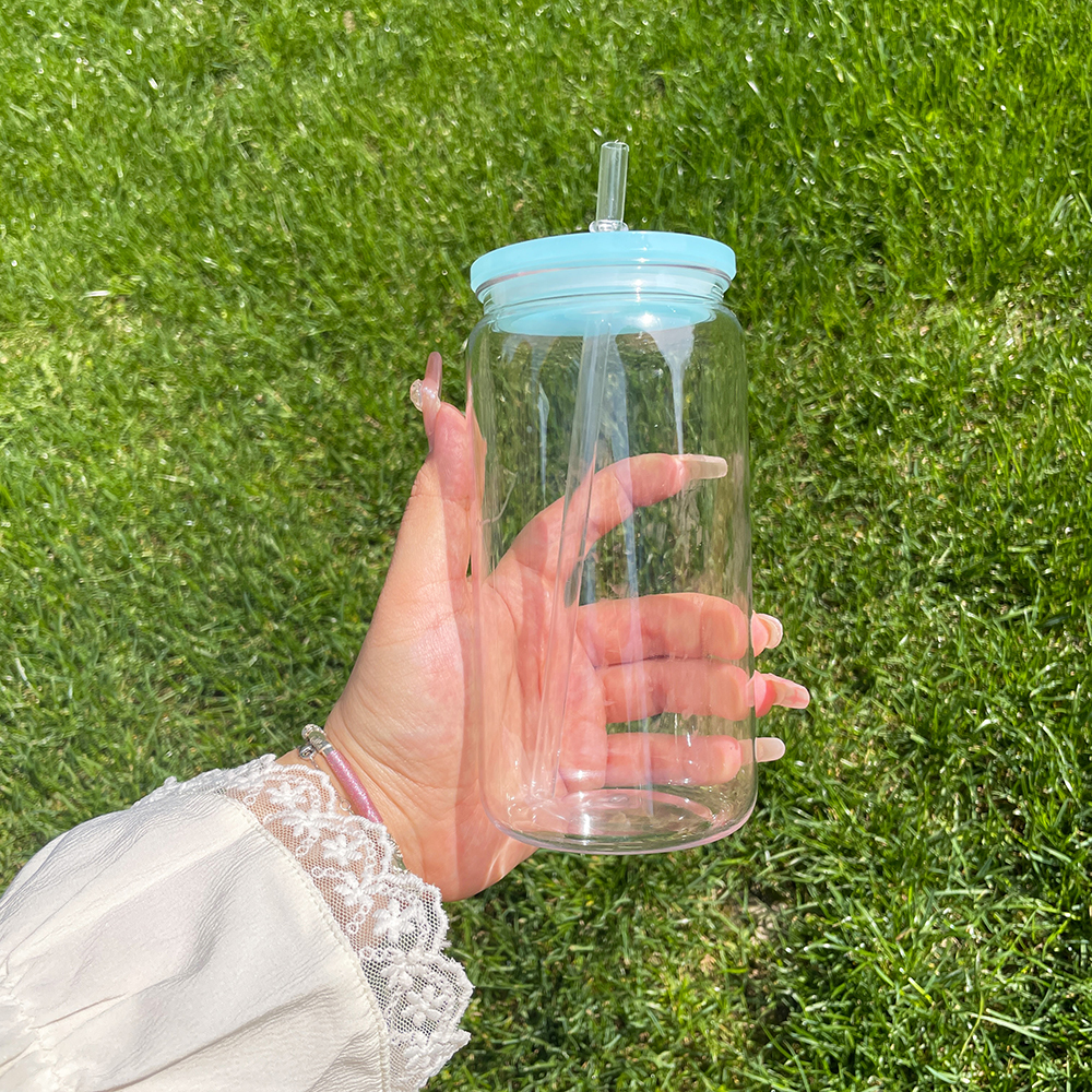 50 Pack YIPAI China Warehouse Clear Plastic Cup With Colored Lid Same Shape As 16oz Glass Can