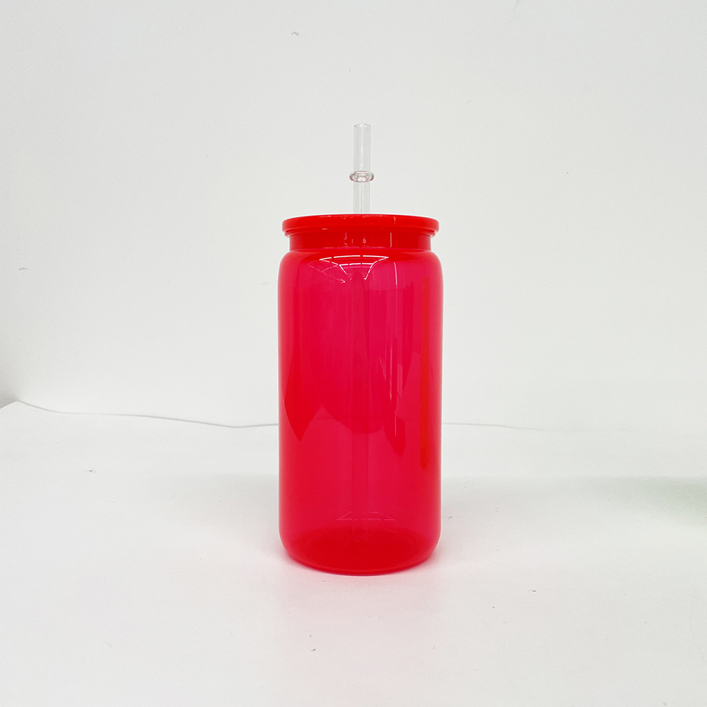 50 Pack YIPAI USA Warehouse 16oz Bright Neon Color Plastic Can Same Size As Glass Can For UV DTF Wraps