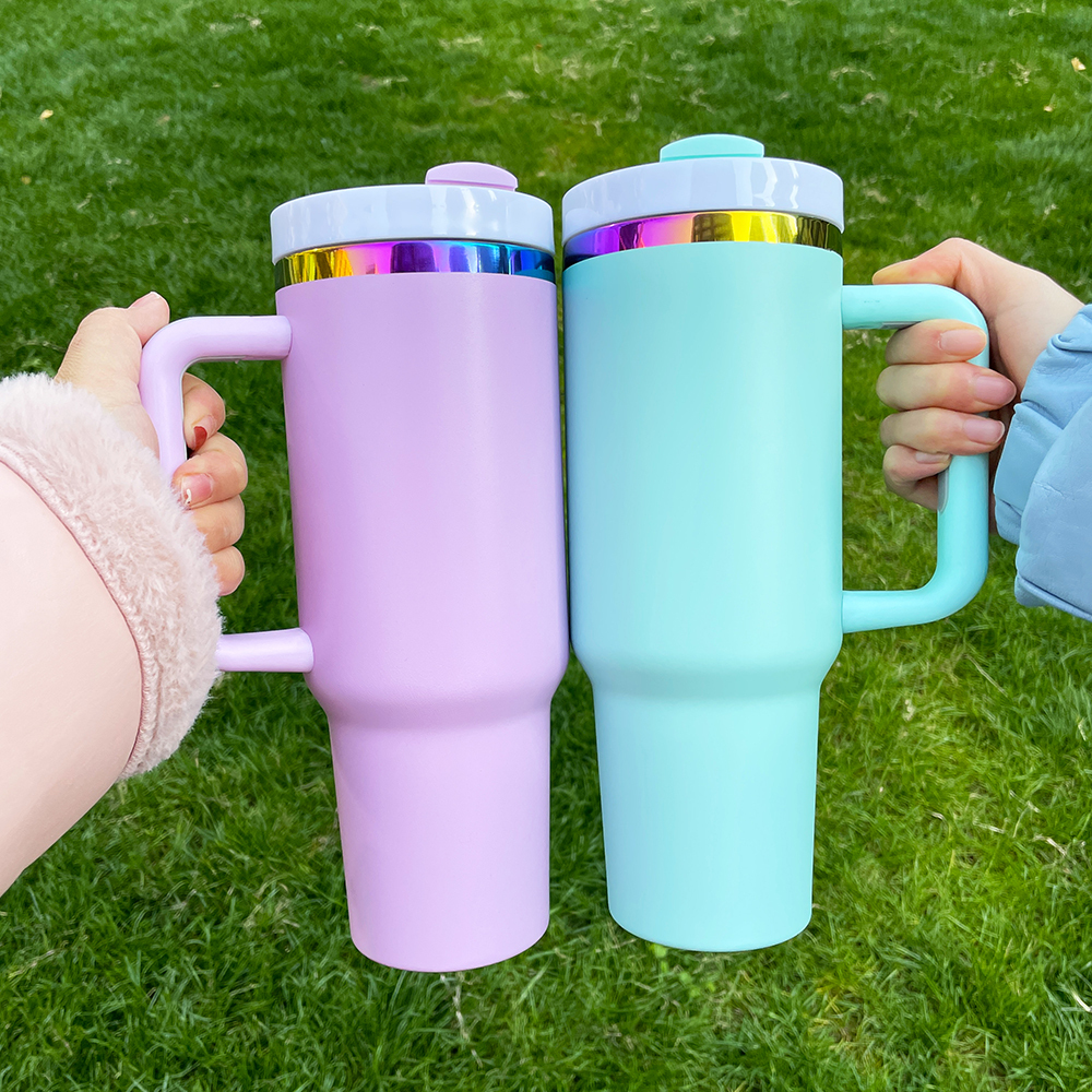 YIPAI China Warehouse H2.0 40oz Macaron Colors Rainbow Plated Quencher Tumbler