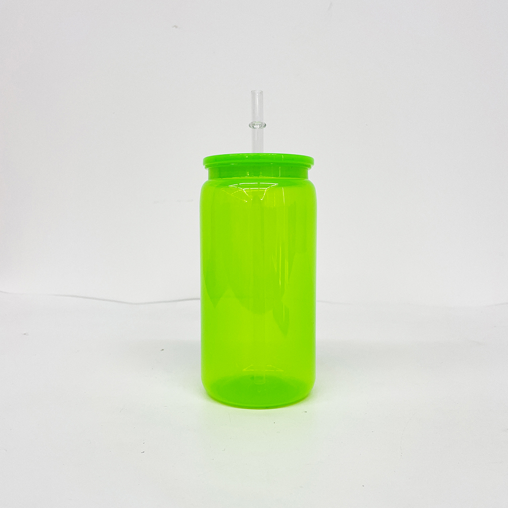 50 Pack YIPAI USA Warehouse 16oz Bright Neon Color Plastic Can Same Size As Glass Can For UV DTF Wraps