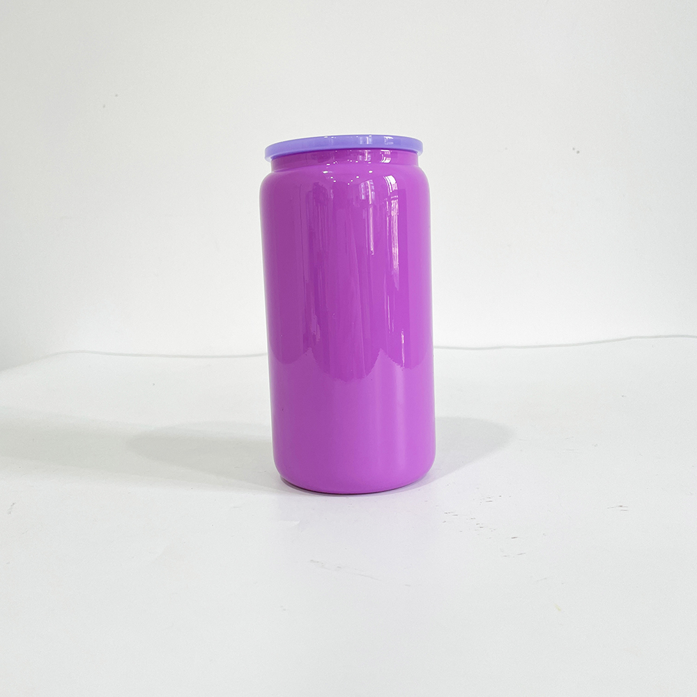 YIPAI USA Warehouse Classic Macaron Color 16oz Glass Can With PP Lids Beer Can Shaped Drinkware