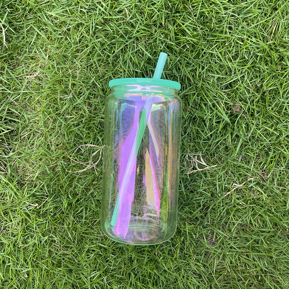 25 Pack 50 Pack YIPAI China Warehouse 16oz Rainbow Glass Can For Sublimation And UV DTF Wraps