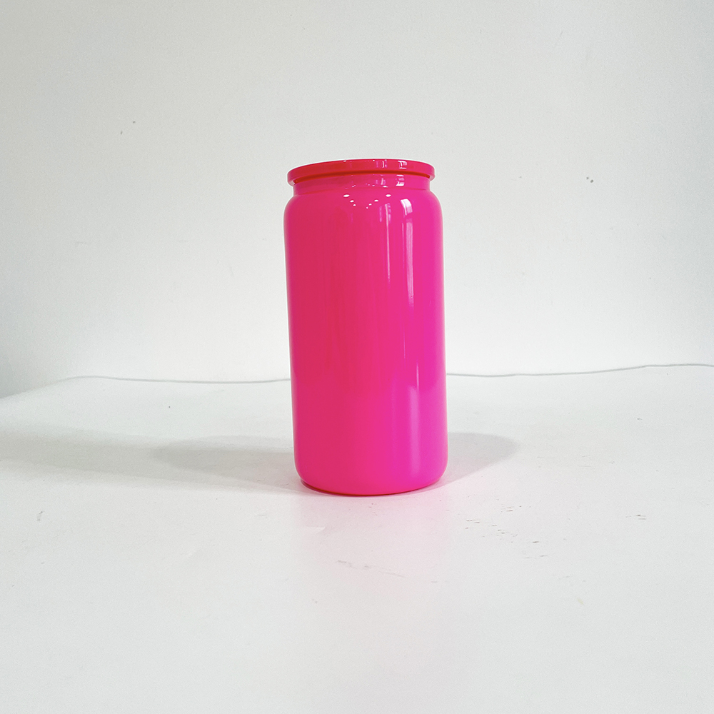 YIPAI USA Warehouse Classic Macaron Color 16oz Glass Can With PP Lids Beer Can Shaped Drinkware