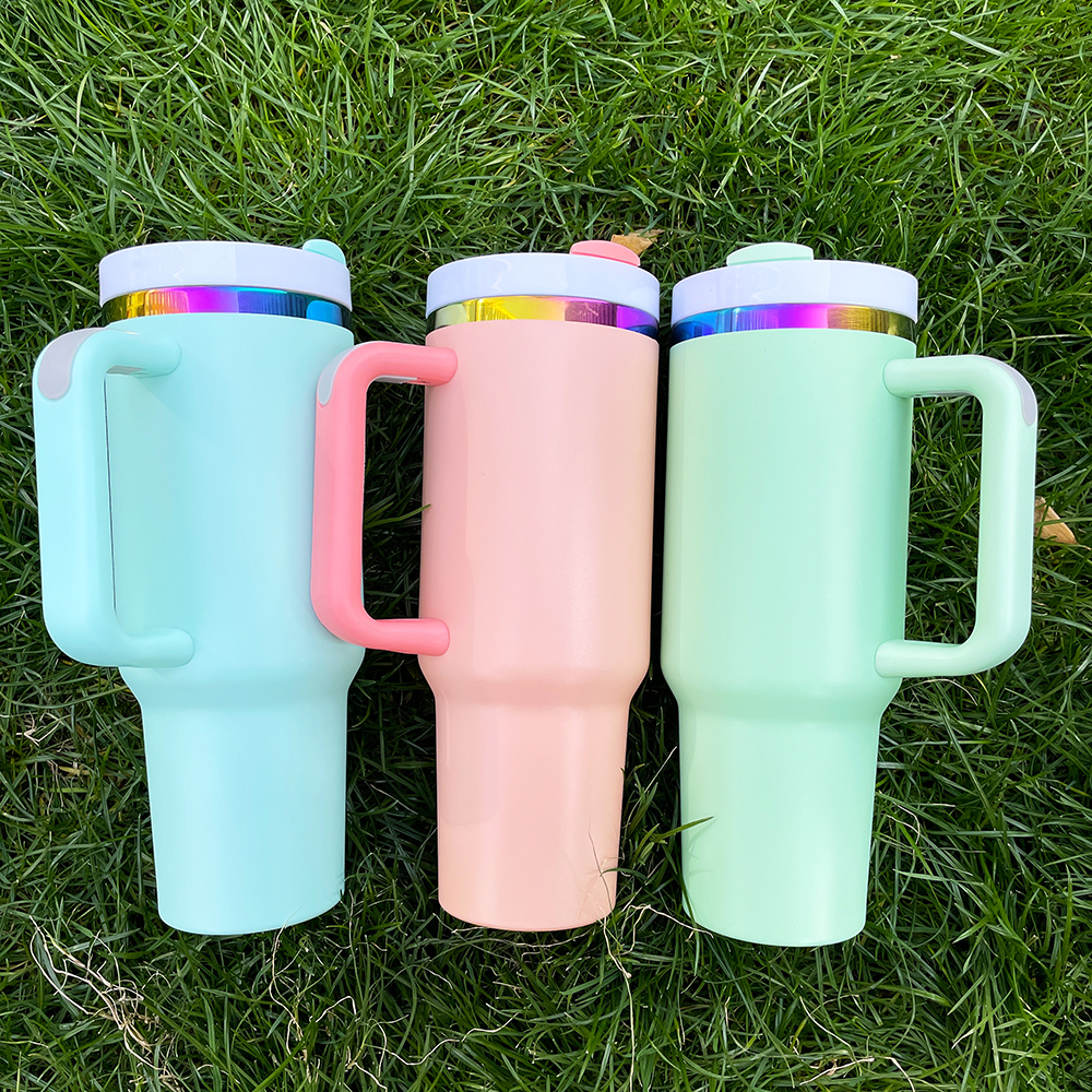 YIPAI China Warehouse H2.0 40oz Macaron Colors Rainbow Plated Quencher Tumbler
