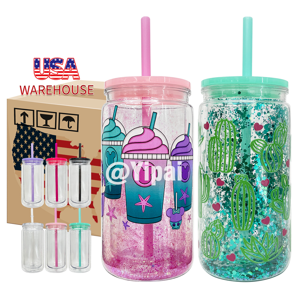 25 Pack YIPAI China Warehouse 12oz Snow Globe Plastic Can With Colorful PP Lid