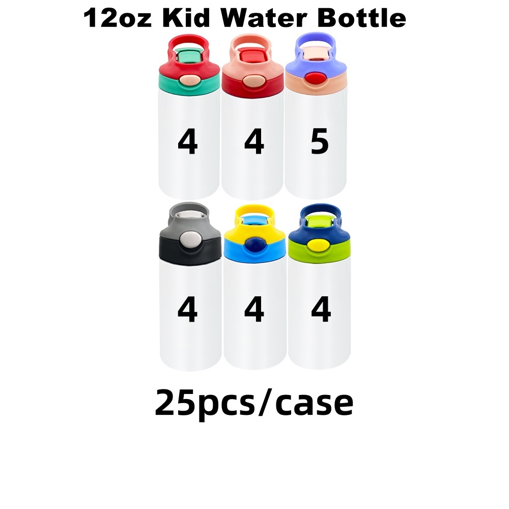 25 Pack YIPAI USA Warehouse YPXLZ001 12oz Sublimation Blanks Mix Colors Kids Children Straight Tumbler Water Bottle