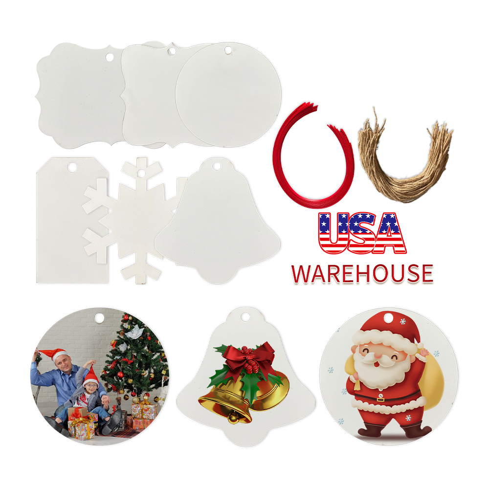 YIPAI US Warehouse Christmas Supply Wholesale MDF Ornaments With Red Rope And Hemp Rope Mix 6 Styles Sold By Case (Pre Sale Delivery Time 8th October)