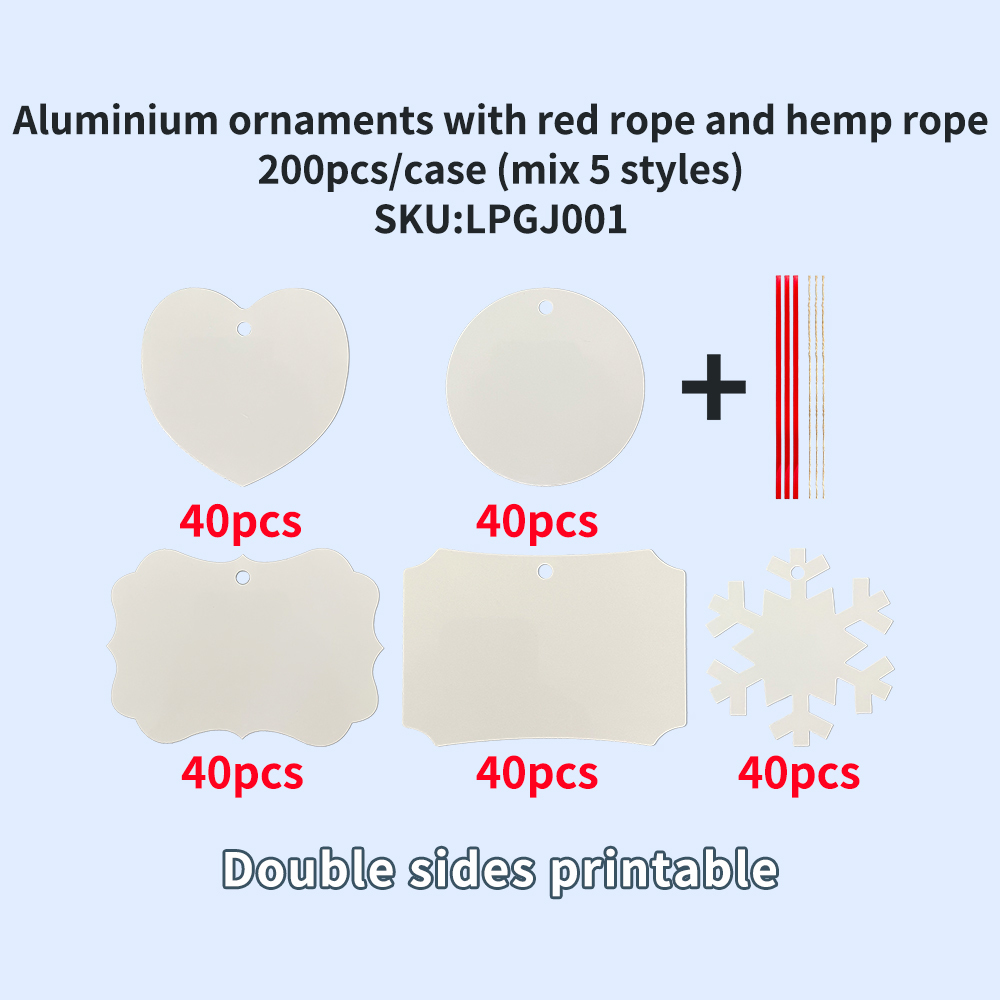 YIPAI US Warehouse Christmas Supply Wholesale Aluminum Ornaments With Red Rope And Hemp Rope Mix 5 Styles Sold By Case (Pre Sale Delivery Time 8th October)