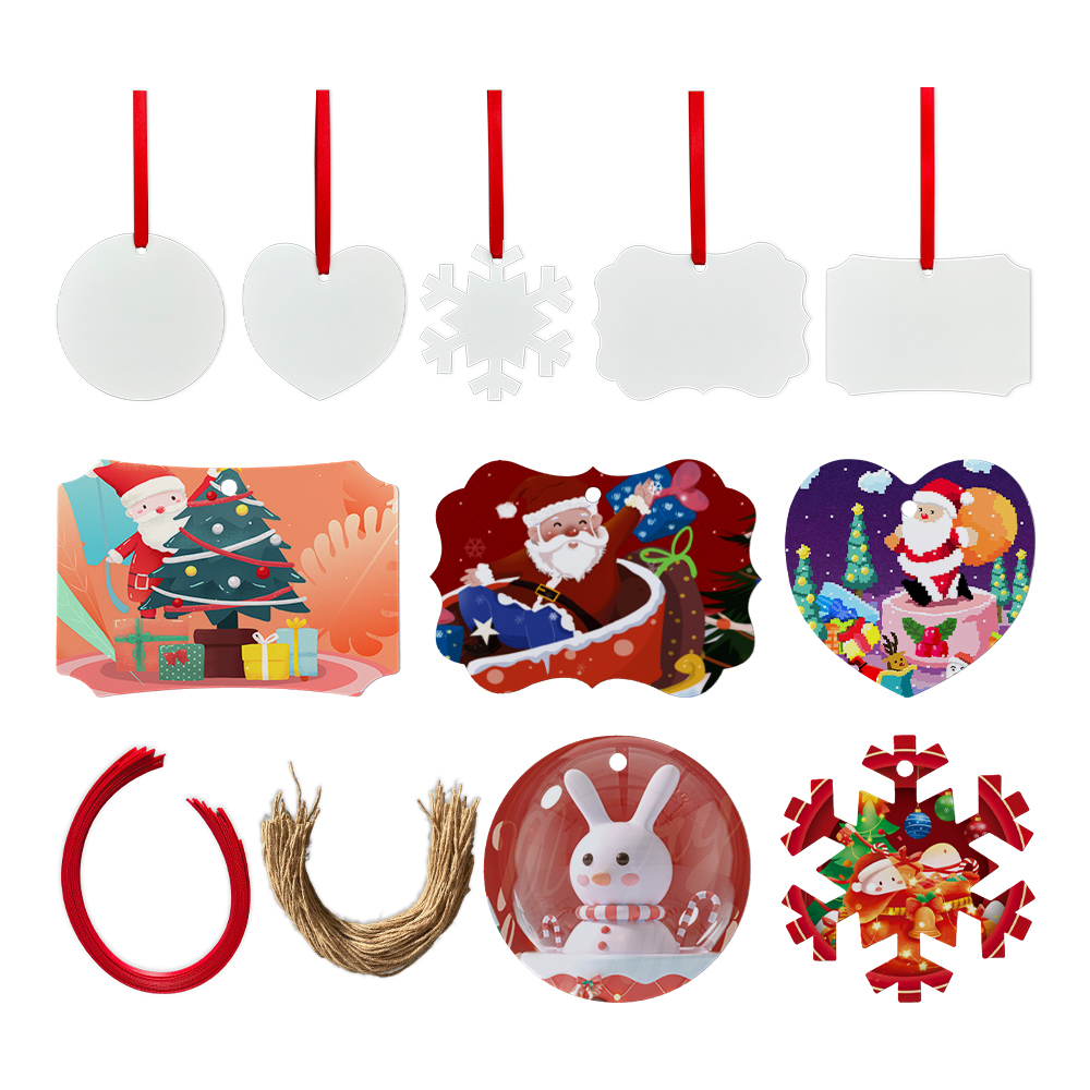 YIPAI US Warehouse Christmas Supply Wholesale Aluminum Ornaments With Red Rope And Hemp Rope Mix 5 Styles Sold By Case (Pre Sale Delivery Time 8th October)