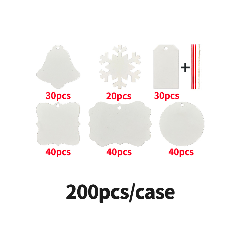 YIPAI US Warehouse Christmas Supply Wholesale MDF Ornaments With Red Rope And Hemp Rope Mix 6 Styles Sold By Case (Pre Sale Delivery Time 8th October)