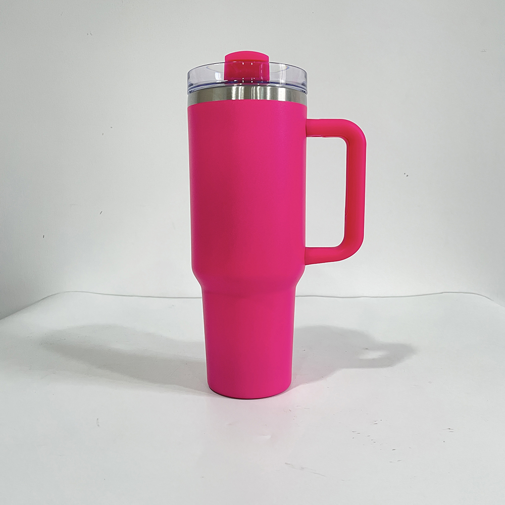 YIPAI USA Warehouse Flamingo Stanley Style 40oz Powder Coated Quencher Tumblers
