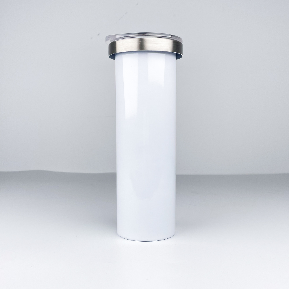 25 Pack YIPAI USA Warehouse 20oz Sublimation Blanks Pre Drilled Double Wall Metal Snow Globe Tumblers Plastic Outside White Stainless Steel Inside