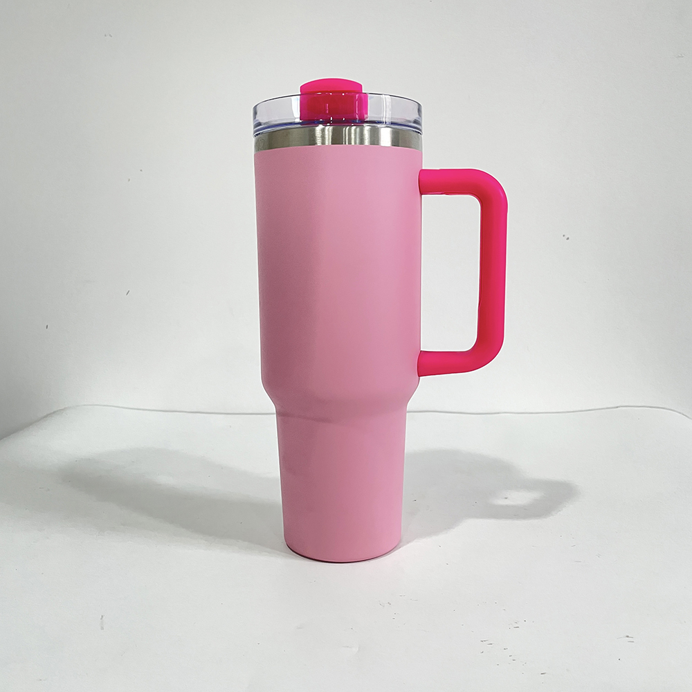 YIPAI USA Warehouse Flamingo Stanley Style 40oz Powder Coated Quencher Tumblers