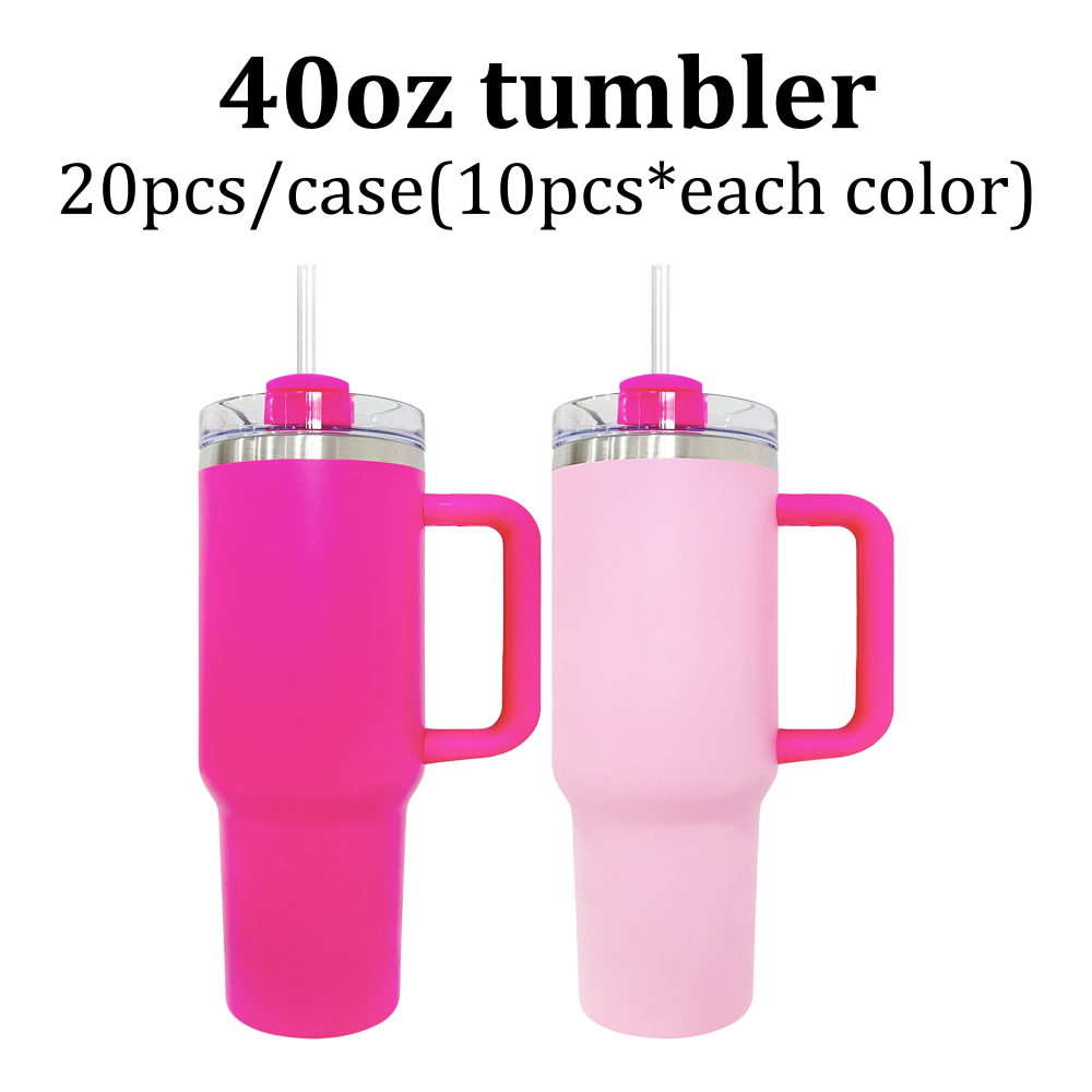 YIPAI China Warehouse Flamingo Stanley Style 30oz 40oz Powder Coated Quencher Tumblers