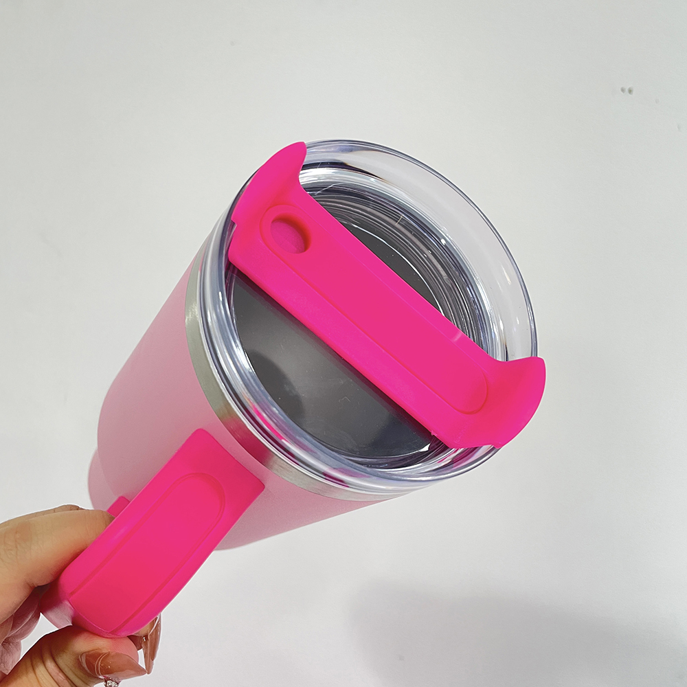YIPAI USA Warehouse Flamingo Stanley Style 40oz Powder Coated Quencher Tumblers