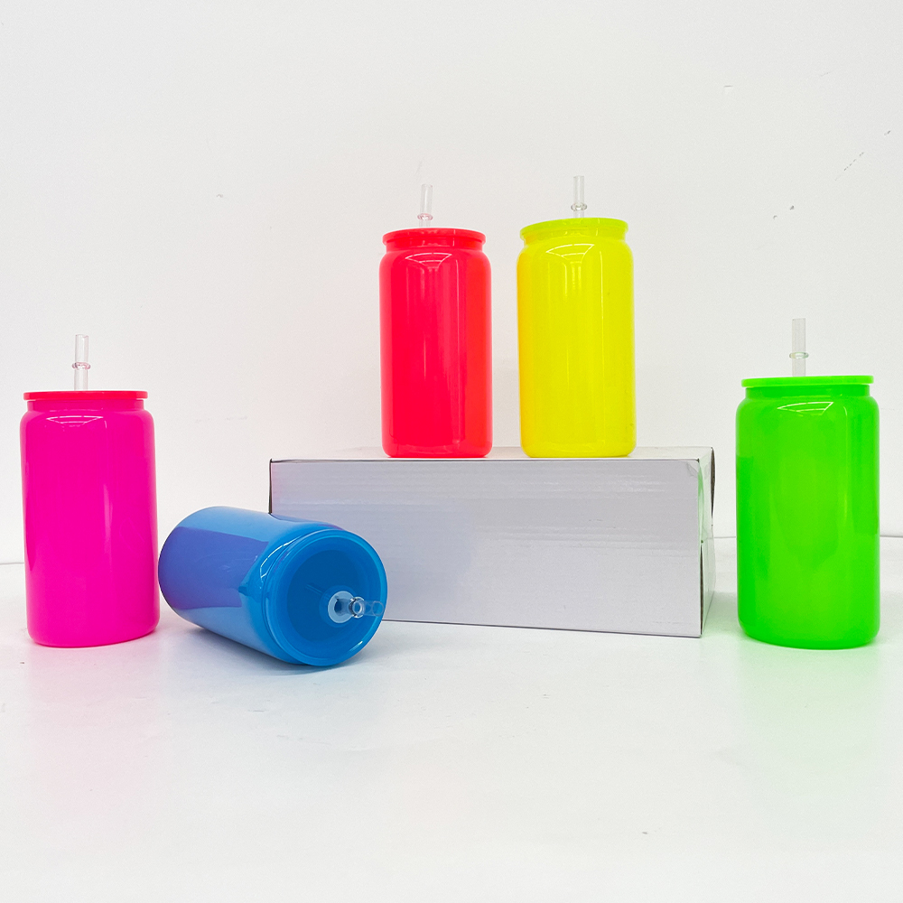 25 Pack 50 Pack YIPAI USA Warehouse 16oz Neon Glass Can For Sublimation And UV DTF Wraps