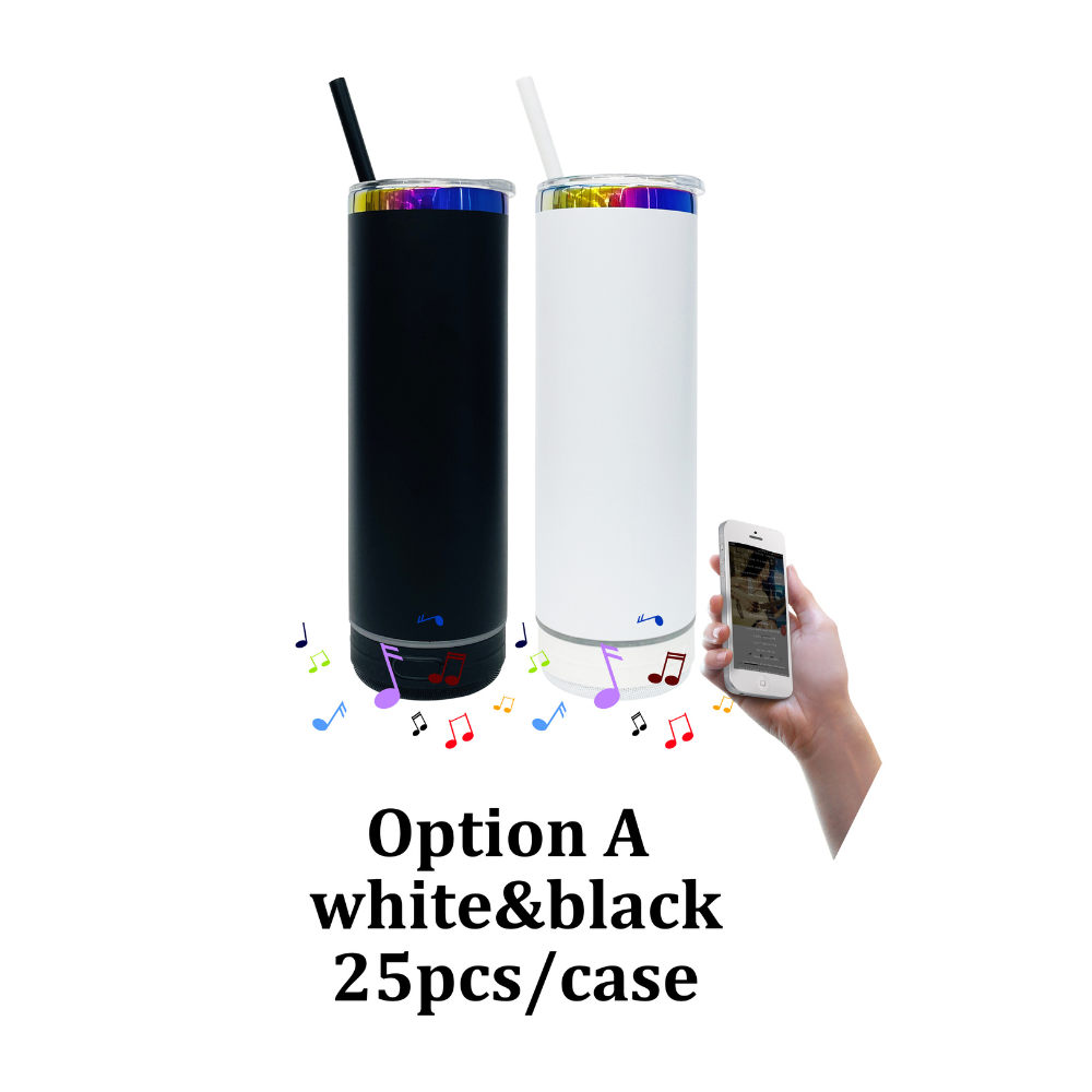 25 Pack YIPAI USA Warehouse Powder Coated 20oz Rainbow Plated Speaker Bluetooth Music Tumbler for Laser Engraving