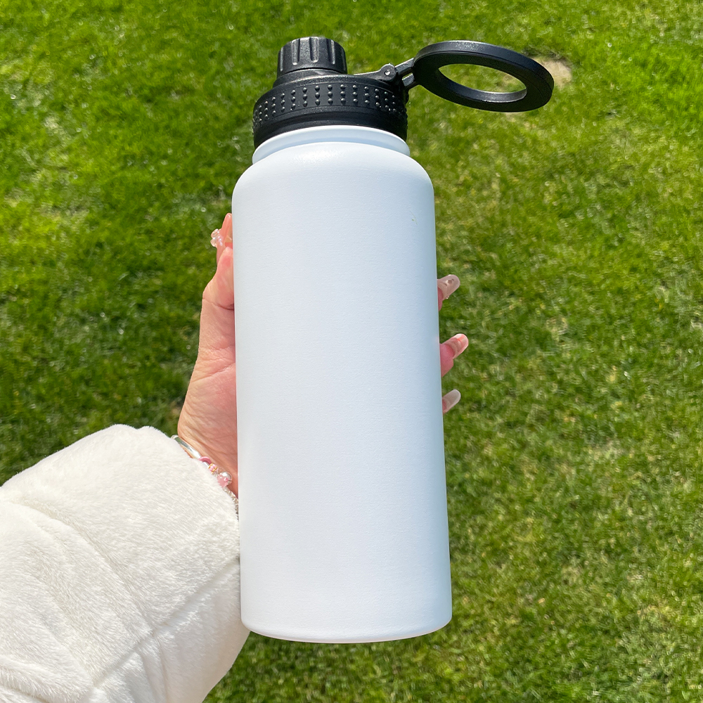1PC Sample YIPAI USA Warehouse 7 Colors 32oz Powder Coated Mirror Copper Plated Underneath Water Bottle with Magnetic Phone Holder for Laser Engraving