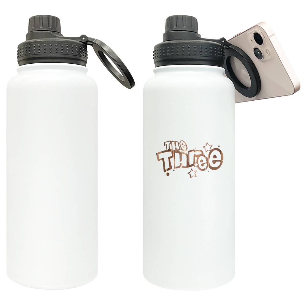 1PC Sample YIPAI USA Warehouse 7 Colors 32oz Powder Coated Mirror Copper Plated Underneath Water Bottle with Magnetic Phone Holder for Laser Engraving