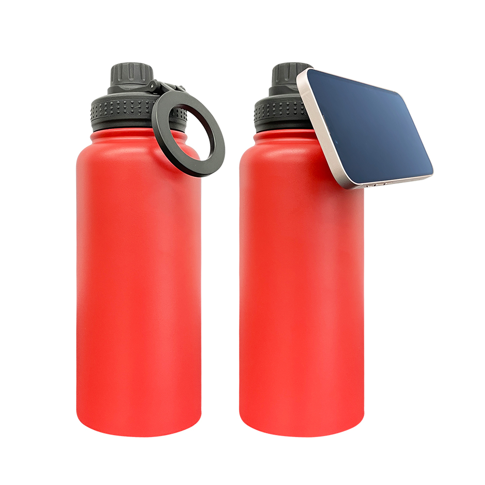 1PC Sample YIPAI USA Warehouse 7 Colors 32oz Powder Coated Mirror Copper Plated Underneath Water Bottle with Magnetic Phone Holder for Laser Engraving