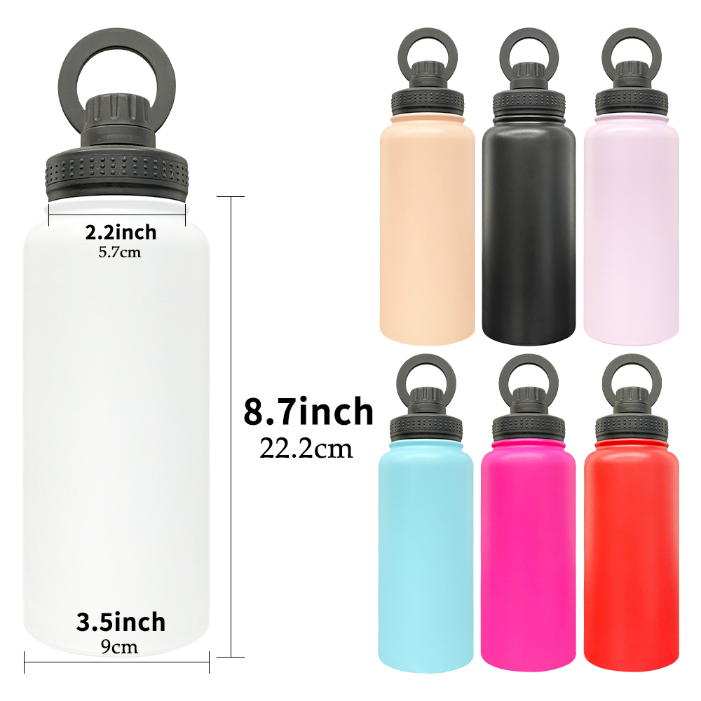 1PC Sample YIPAI USA Warehouse 7 Colors 32oz Powder Coated Mirror Copper Plated Underneath Water Bottle with Magnetic Phone Holder for Laser Engraving