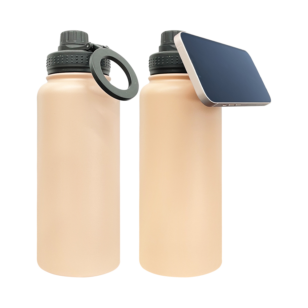 1PC Sample YIPAI USA Warehouse 7 Colors 32oz Powder Coated Mirror Copper Plated Underneath Water Bottle with Magnetic Phone Holder for Laser Engraving