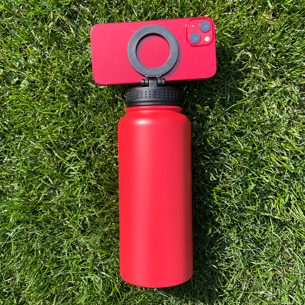 1PC Sample YIPAI USA Warehouse 7 Colors 32oz Powder Coated Mirror Copper Plated Underneath Water Bottle with Magnetic Phone Holder for Laser Engraving