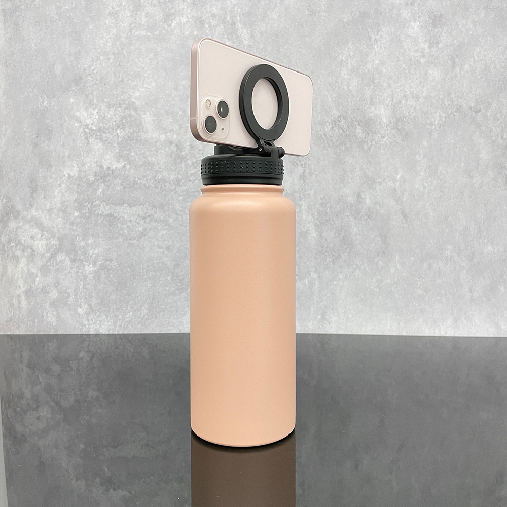 1PC Sample YIPAI USA Warehouse 7 Colors 32oz Powder Coated Mirror Copper Plated Underneath Water Bottle with Magnetic Phone Holder for Laser Engraving