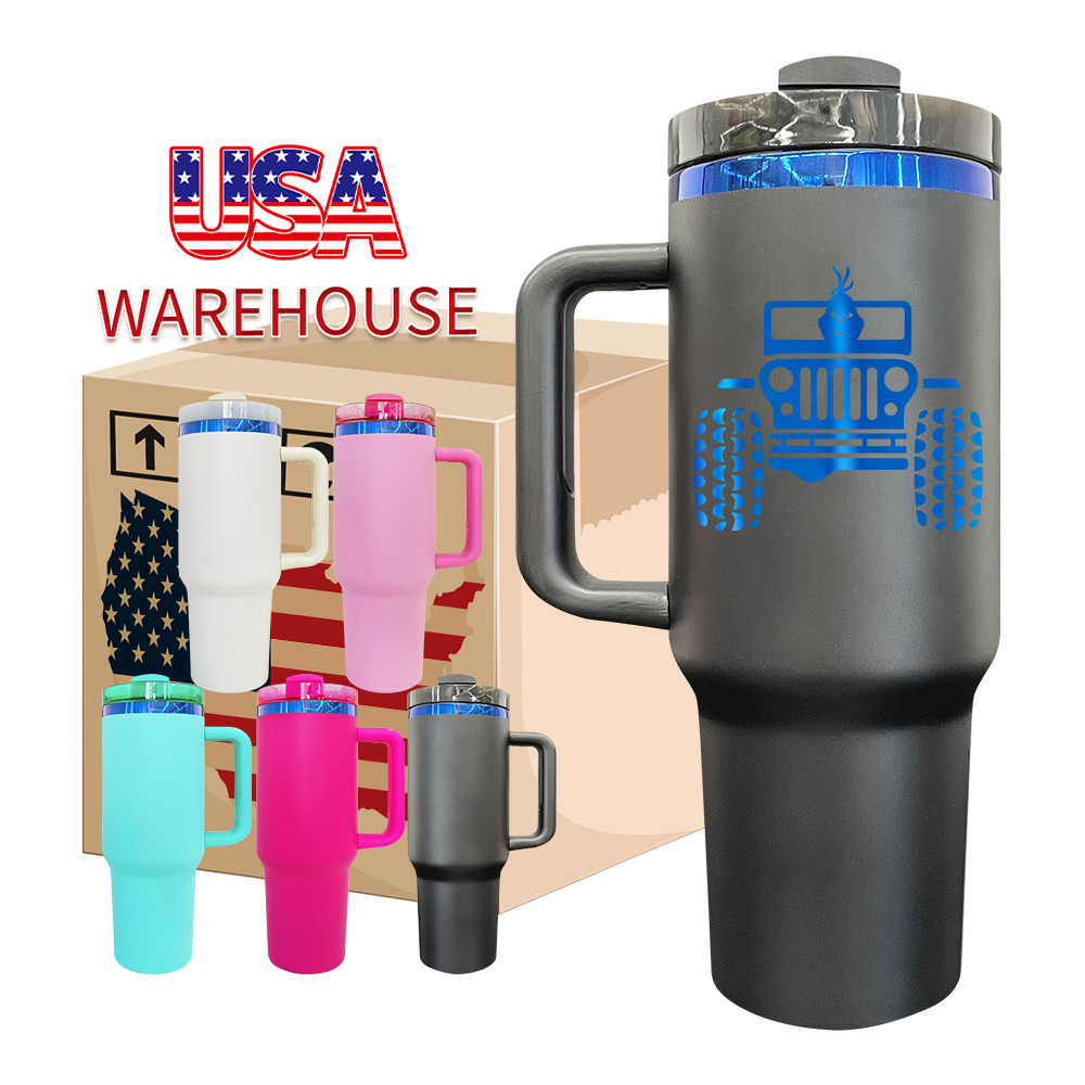 20 Pack YIPAI USA Warehouse 40oz Blue Underneath Mix Color Powder Coat H2.0 Quencher Tumblers