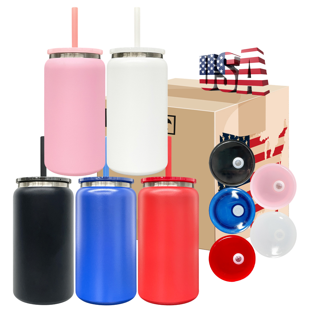 25 Pack YIPAI USA Warehouse 16oz Black Plated Vacuum Insulated Stainless Steel Can for Laser Engraving