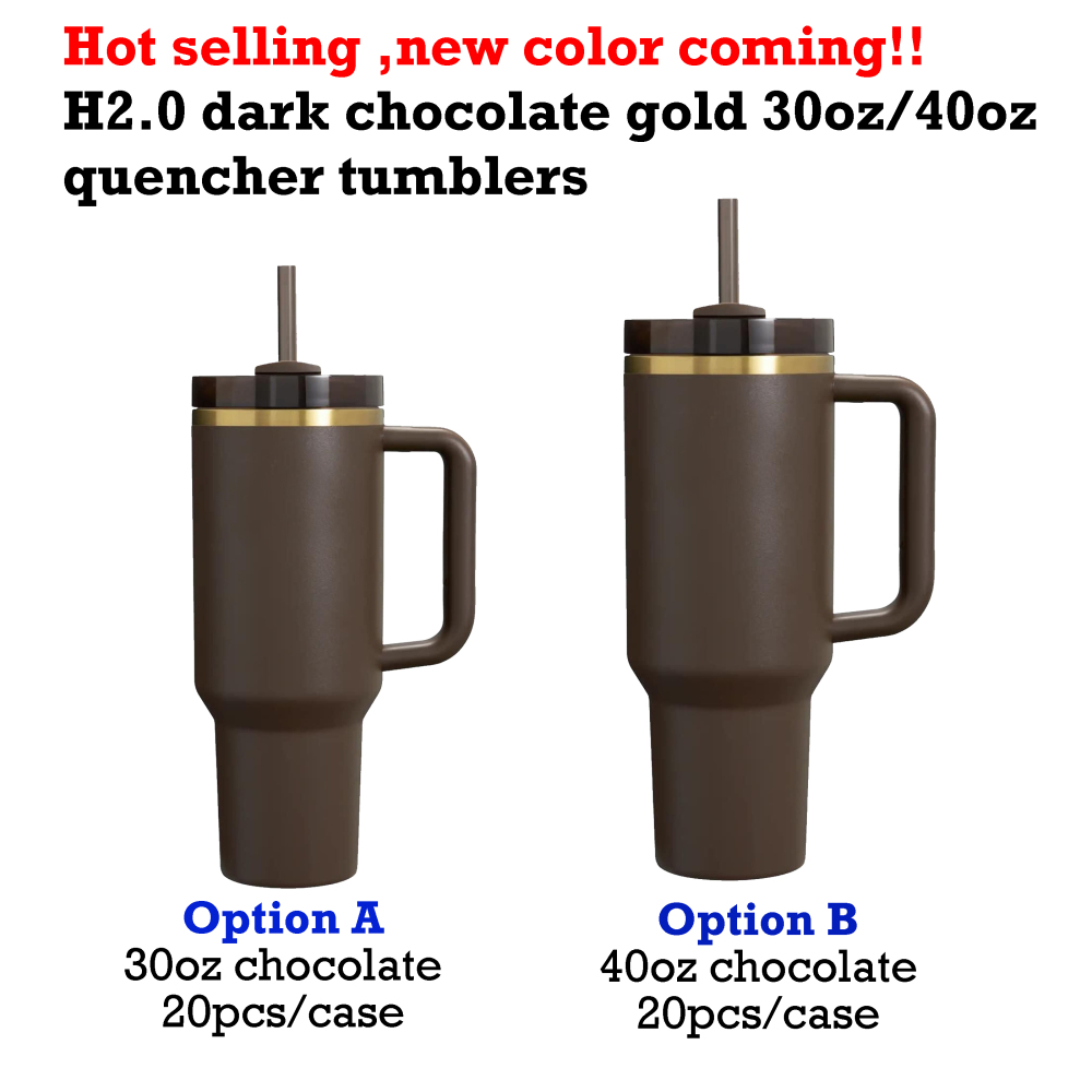 YIPAI China Warehouse 40oz Chocolate Mirror Gold Underneath Quencher Tumbler With Colored Straw Ship Out On March 20