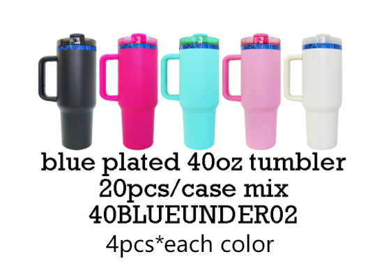 20 Pack YIPAI USA Warehouse 40oz Blue Underneath Mix Color Powder Coat H2.0 Quencher Tumblers