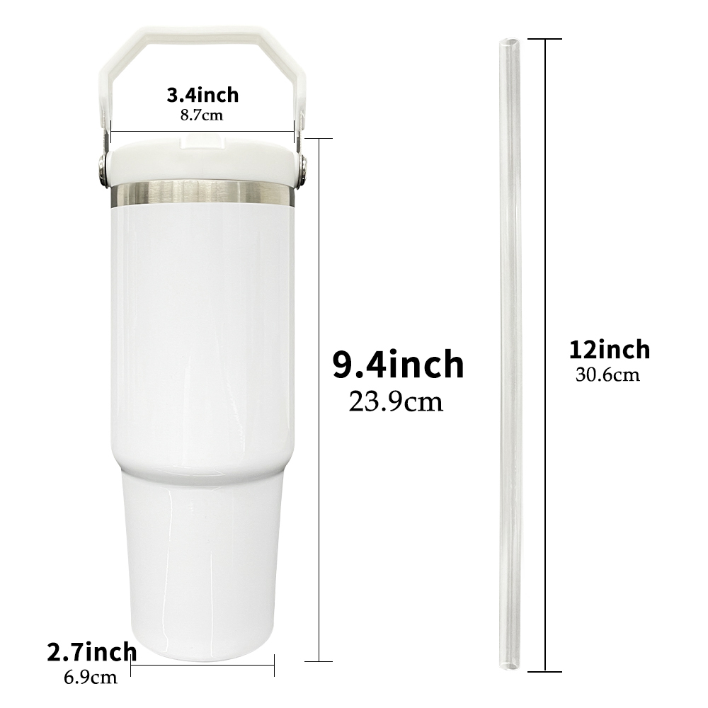 25 Pack YIPAI USA Warehouse 30oz Stanley Style Glossy Macaron Colors Flip Straw School Tumbler