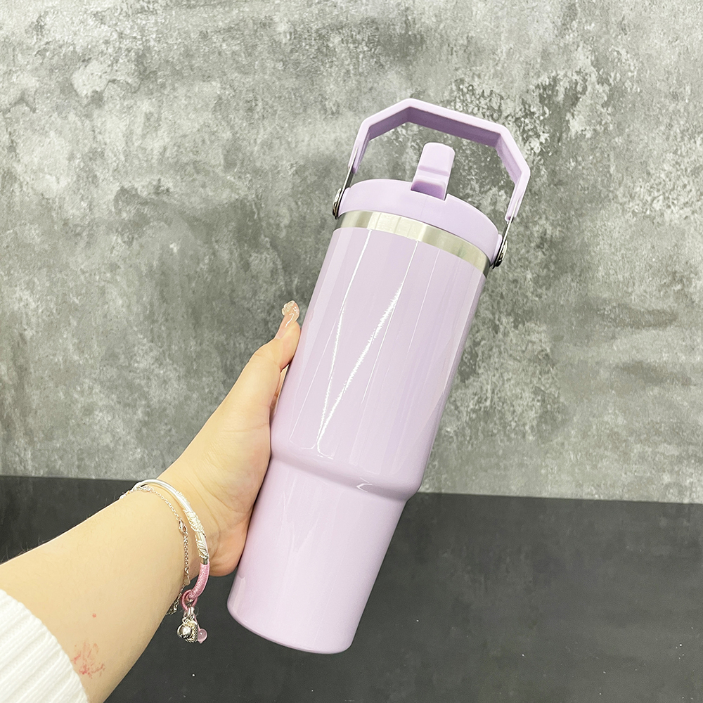 25 Pack YIPAI USA Warehouse 30oz Stanley Style Glossy Macaron Colors Flip Straw School Tumbler
