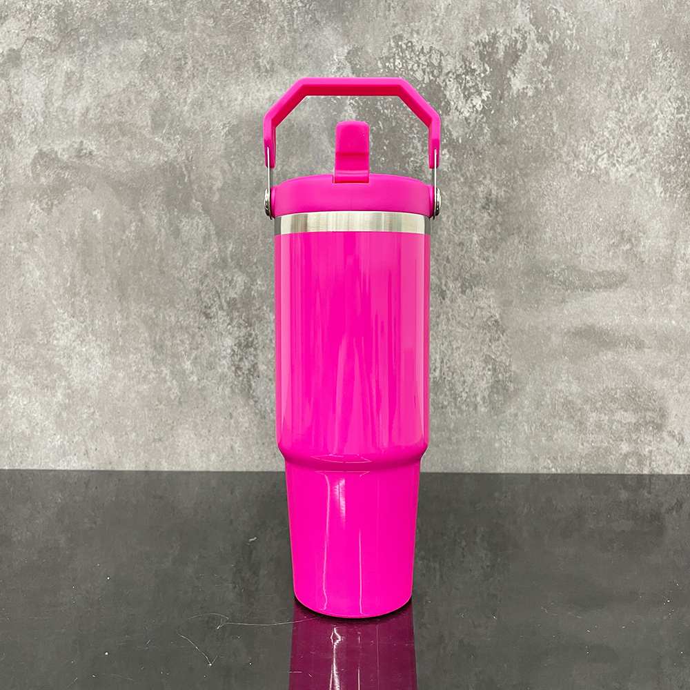 25 Pack YIPAI USA Warehouse 30oz Stanley Style Glossy Macaron Colors Flip Straw School Tumbler