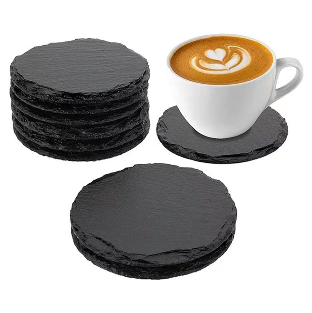 100pack Yipai China warehouse 10cm*10cm round square heart and hexagon shaped slate coaster for laser engraving