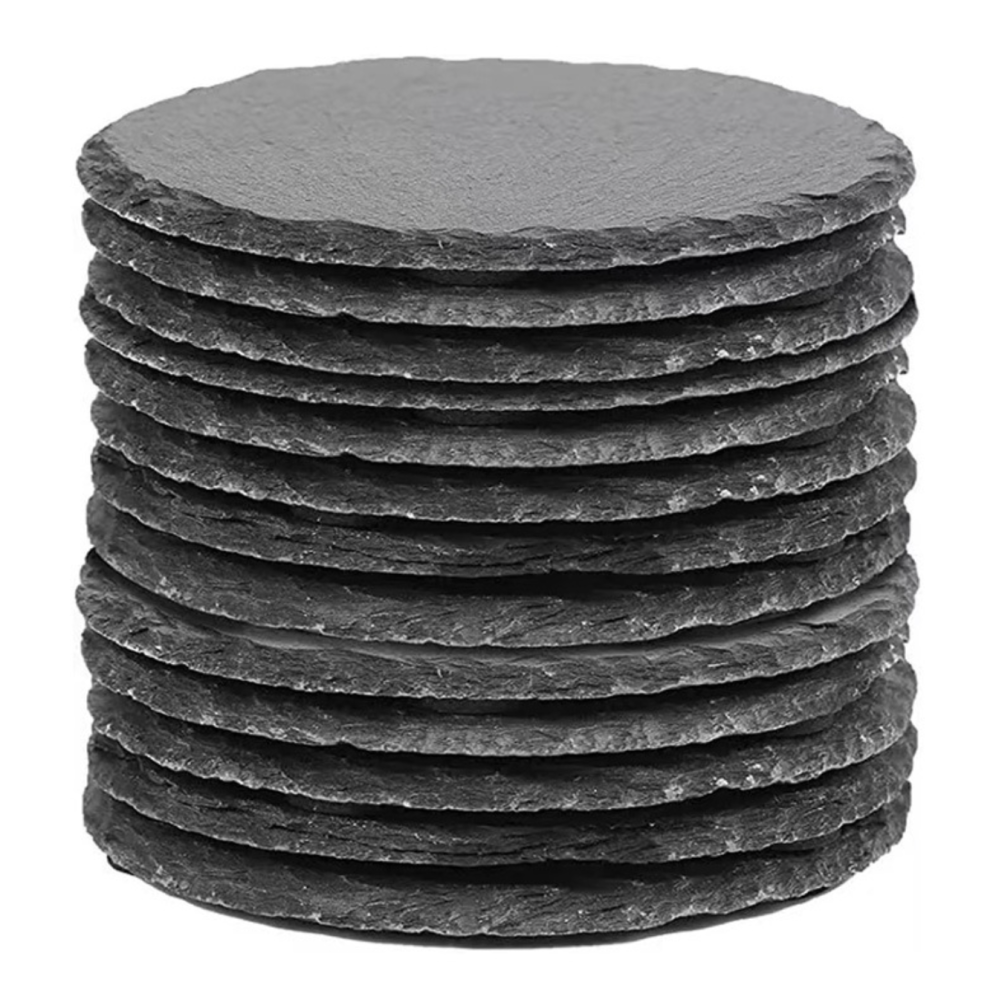 100pack Yipai China warehouse 10cm*10cm round square heart and hexagon shaped slate coaster for laser engraving