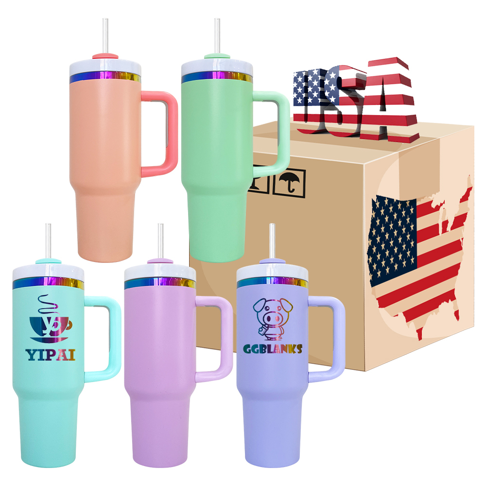 20 Pack YIPAI USA Warehouse H2.0 40oz Macaron Colors Rainbow Plated Quencher Tumbler