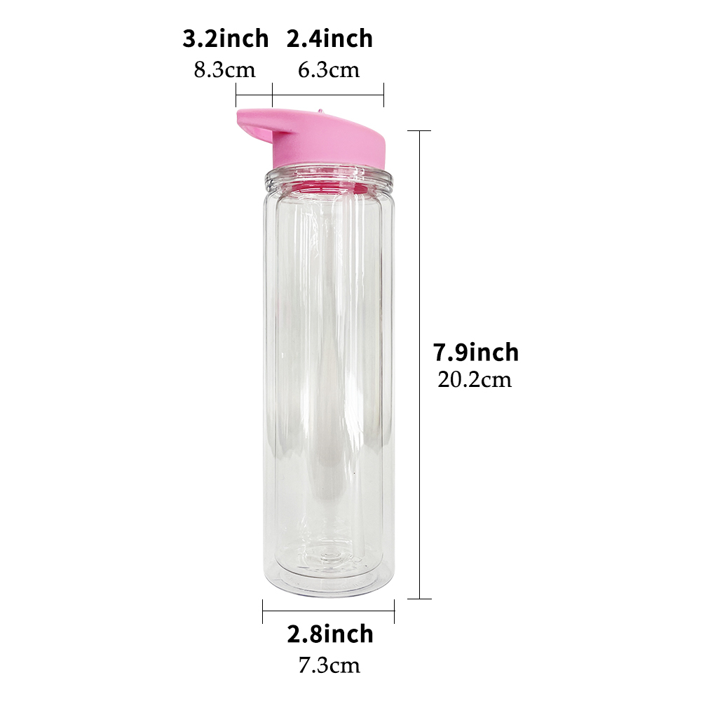 25 Pack YIPAI USA Warehouse 15oz Double Walled Plastic Bottles For Snow Globes With Pre Drilled Hole And Plug