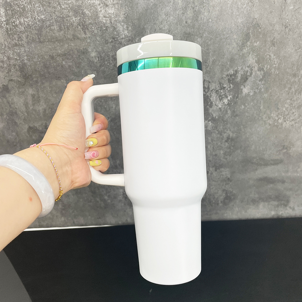 20 Pack YIPAI USA Warehouse 40oz H2.0 Green Plated Power Cotaed Christmas Tumblers For Laser Engraving