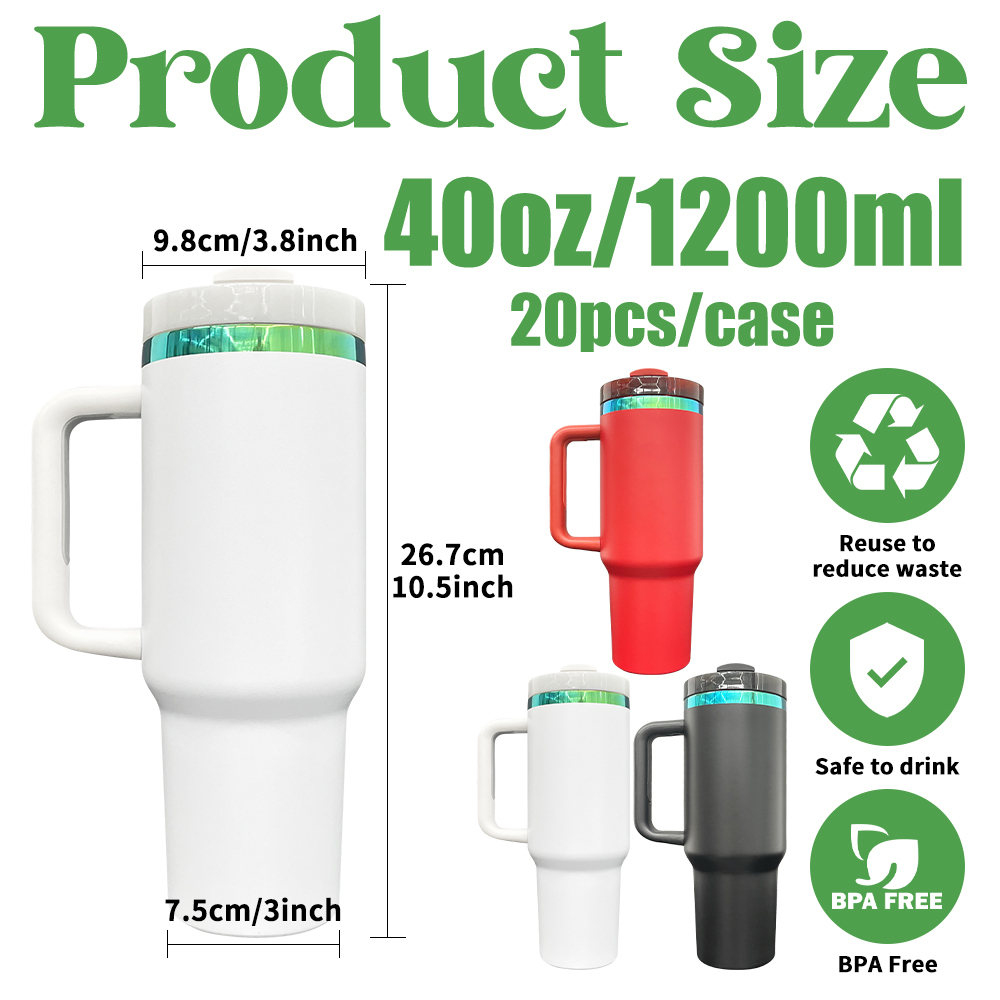 20 Pack YIPAI USA Warehouse 40oz H2.0 Green Plated Power Cotaed Christmas Tumblers For Laser Engraving