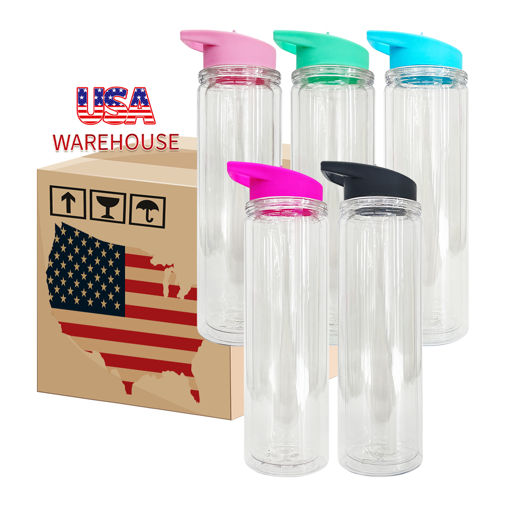 25 Pack YIPAI USA Warehouse 15oz Double Walled Plastic Bottles For Snow Globes With Pre Drilled Hole And Plug