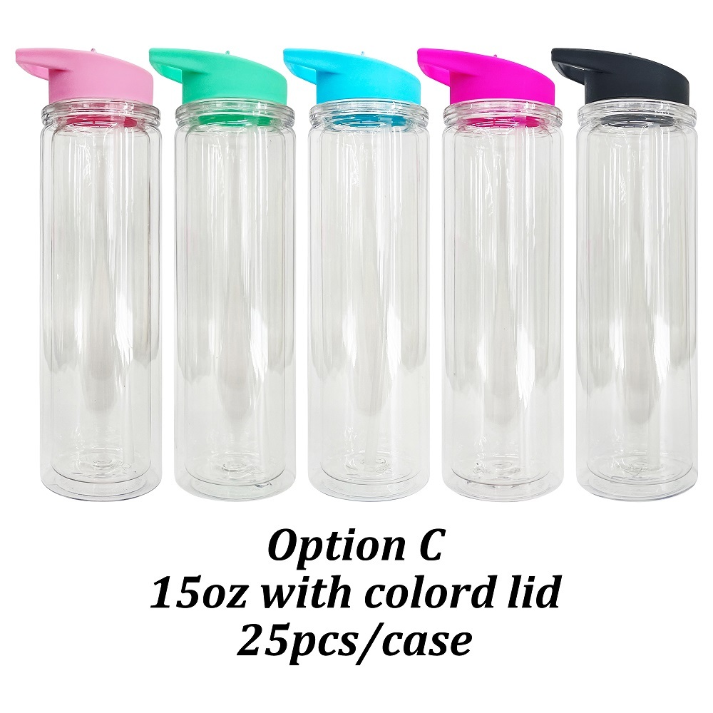 50 Pack YIPAI China Warehouse 10oz Double Walled Plastic Bottles For Snow Globes With Pre Drilled Hole And Plug