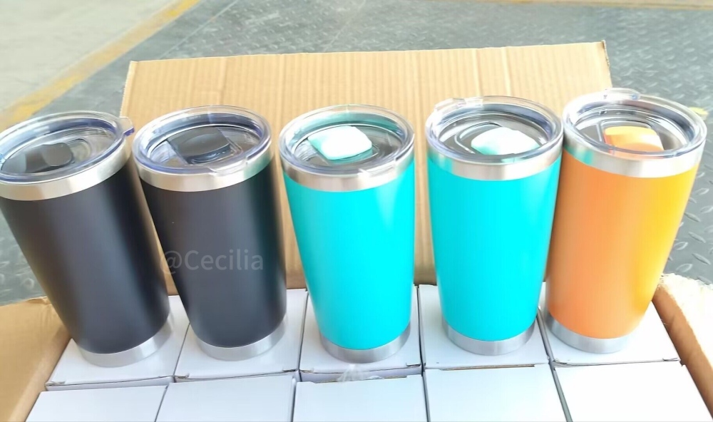 25 Pack China Warehouse 20oz Yeti Style powder coated coffee car tumblers with Magnetic lids for laser engraving