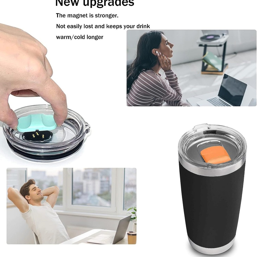25 Pack China Warehouse Magnetic lids suitable for 20oz 30oz Yeti Style powder coated coffee car tumblers ship by air