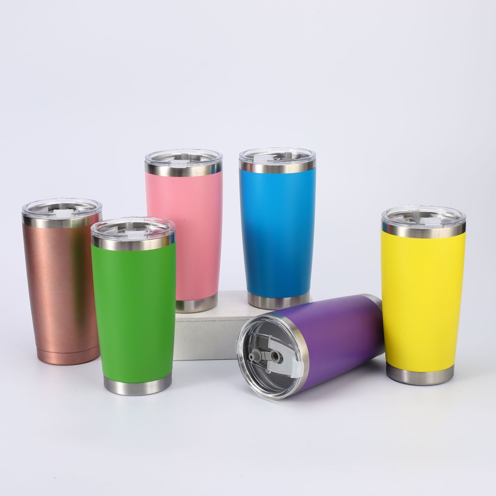 25 Pack China Warehouse 20oz powder coated coffee car tumblers with leak proof normal lids for laser engraving